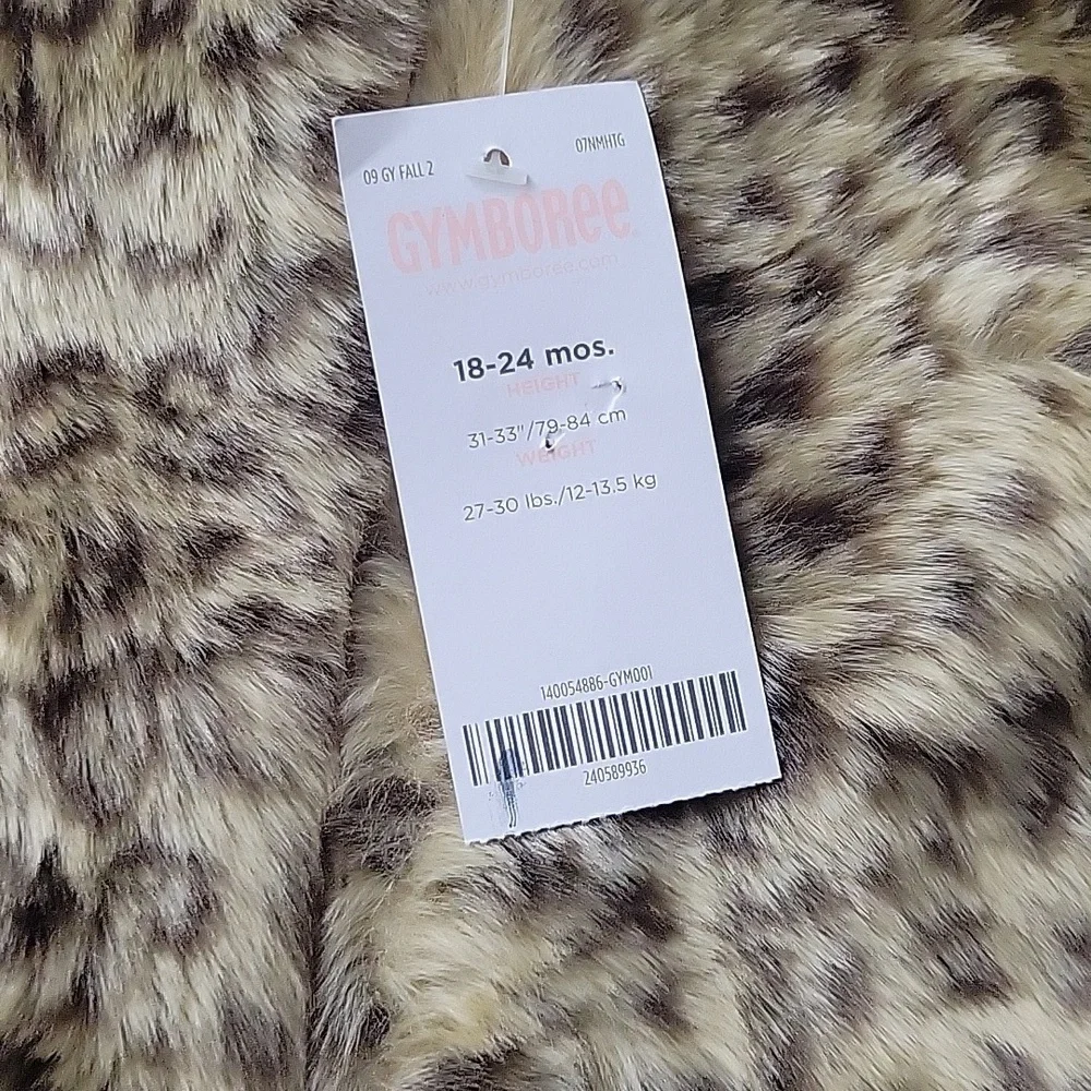 NWT Gymboree Baby Girl Faux Fur Leopard Coat with Ears Size 18 Month-24 Months